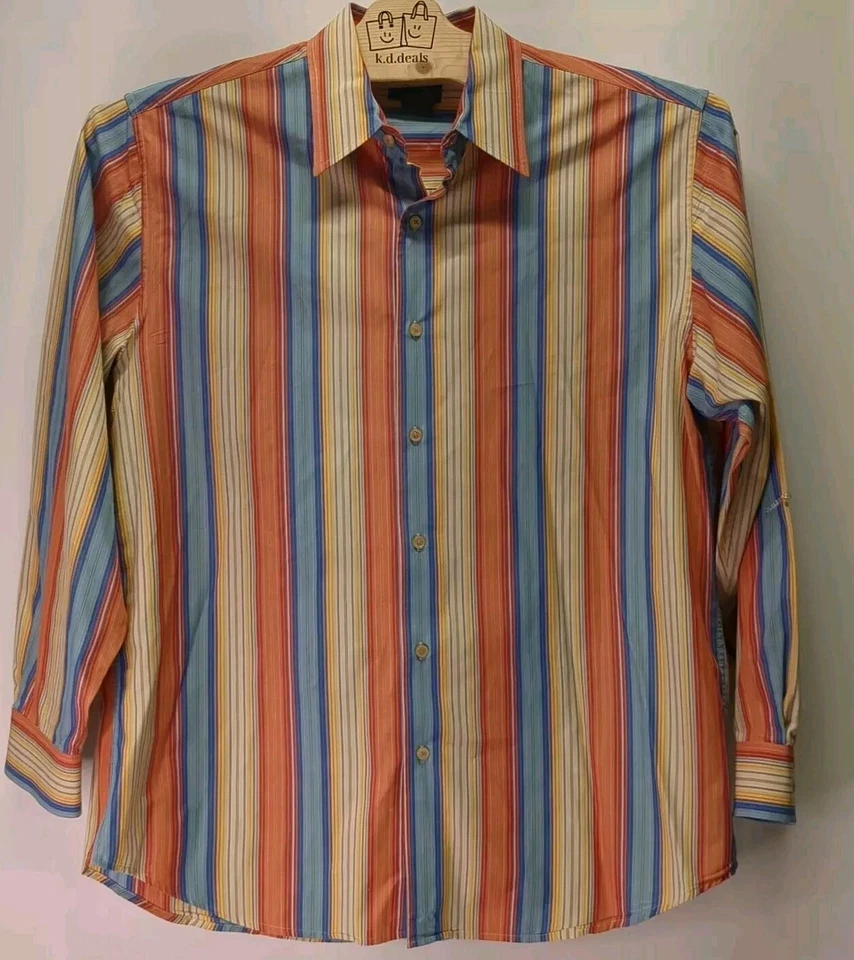 Camisa de vestir Cezani para hombre talla L rayas colores primaverales Foto 3 de 4