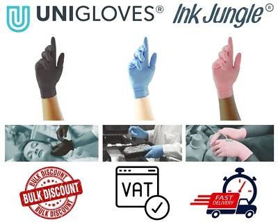 UNIGOVES Black Blue Pink Pearl Nitrile Gloves Disposable Latex Free Small Medium Large XL