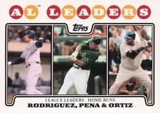 Rodriguez, Pena, Ortiz Homerun Leaders Topps 2008 Baseball Card #61