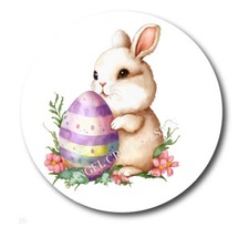 Gorgeous Easter Bunny w/Purple Egg Scrapbook Stickers Envelope Seals Favors