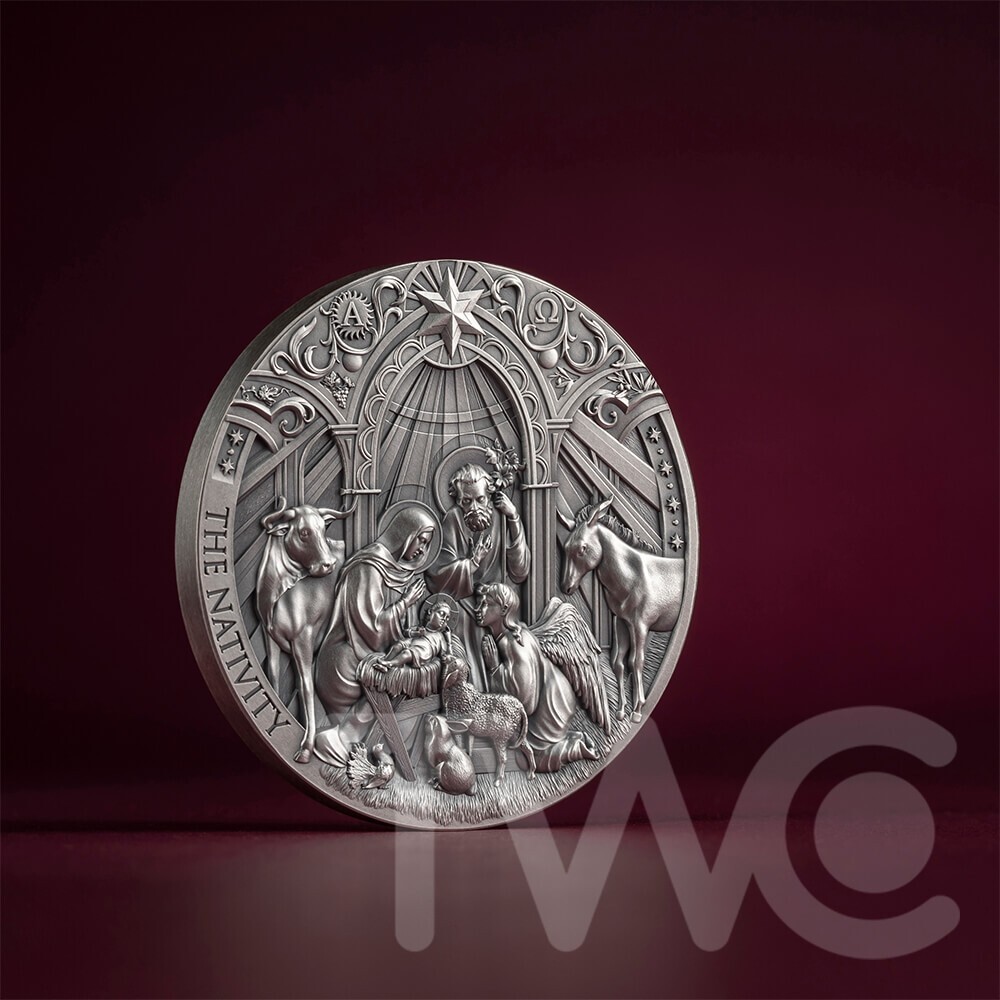 The Nativity Bible Stories 2 oz Antique finish Silver Coin CFA Cameroon 2024-image