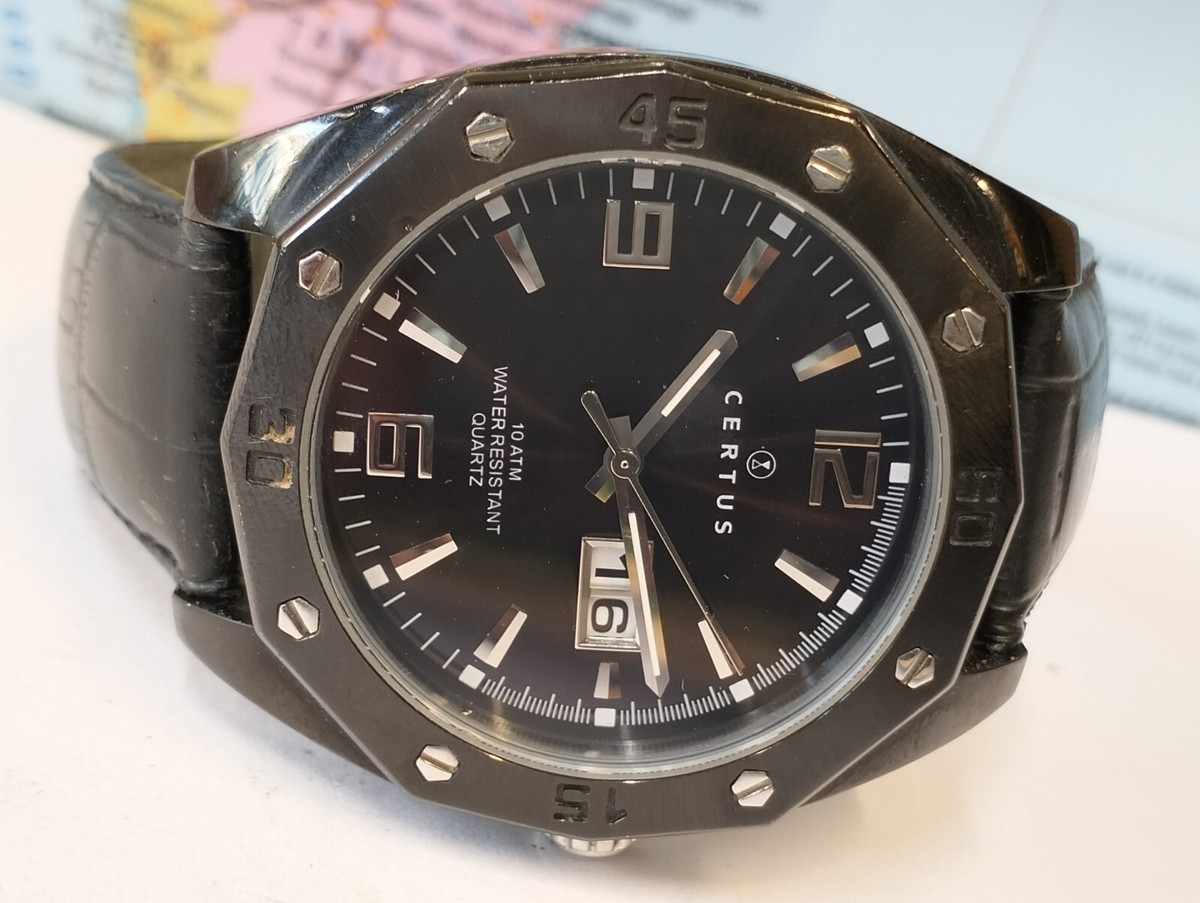 CERTUS QUARTZ BLACK DIAL 610653 MEN'S FULL WORKING BEAUTIFUL WATCH