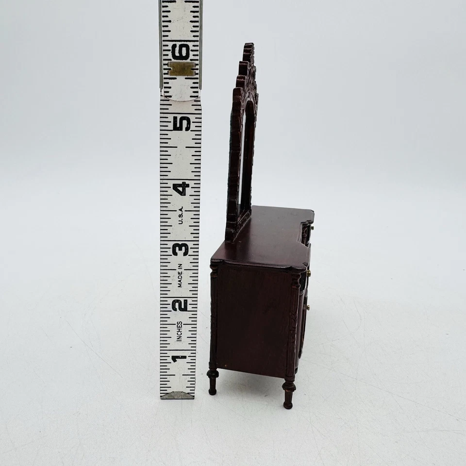 Dollhouse Bespaq Bedroom Vanity & Stool 1:12 Ornate Carved Wooden Design RARE - Image 2 of 4
