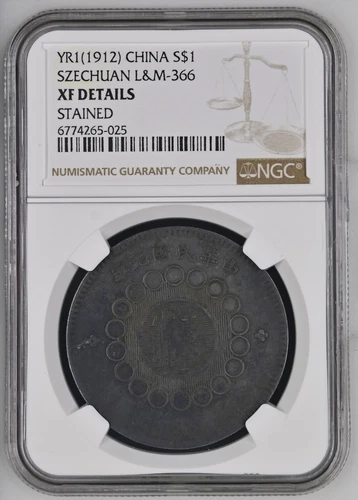 1912 Szechuan China $1 NGC XF Details Stained LM-366