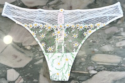 NEW Victoria Secret Dream Angels Daisy Chain Embroidery Thong Coconut White XXL