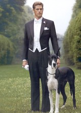 New Black Full Dress Tailcoat full satin peak lapels-40R Jacket / 34 waist pant