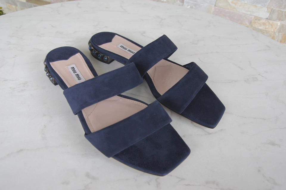 MIU MIU 35,5 Zapatillas Sandalias Nuevas Azul Cabra NEU Antiguo UVP650€ - Imagen 2 de 4
