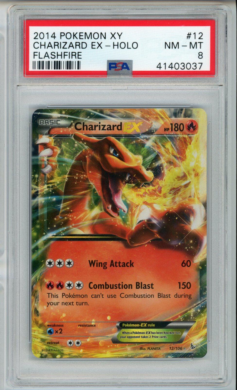 2014 POKEMON FLASHFIRE CHARIZARD EX #12 HOLO FOIL PSA 8 NM #41403037