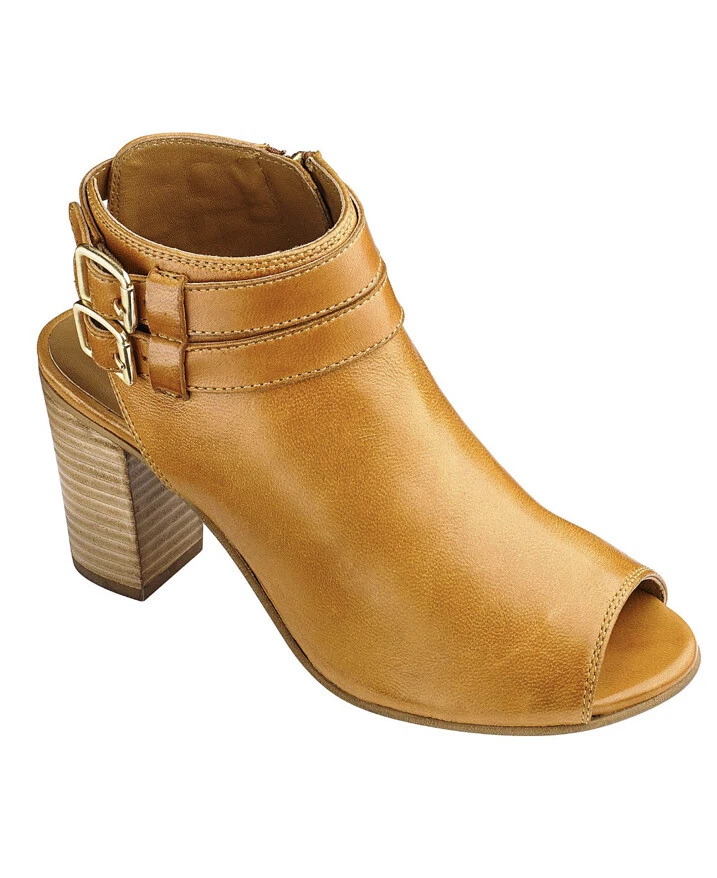 JD Williams Heavenly Soles Shoes Heel Boots E Fit Tan Size 4 EU 37