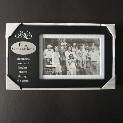 Malden  FOUR GENERATIONS  Black 4  x 6  PICTURE FRAME- NEW IN ORIGINAL PACKAGING