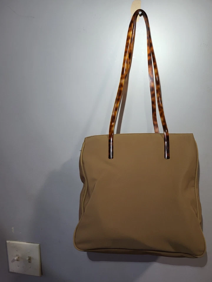 ESPRIT Bandolera Bolso de Hombro Cartera Beige Nylon 3 Compartimentos Bolsillos Foto 2 de 4