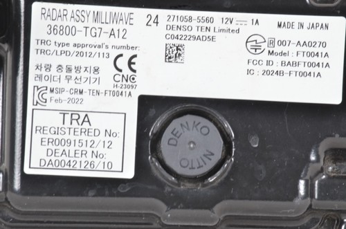2019 2020 2021 Honda Pilot Distance Radar Cruise Control Unit 36800-TG7-A12 OEM - Picture 2 of 3
