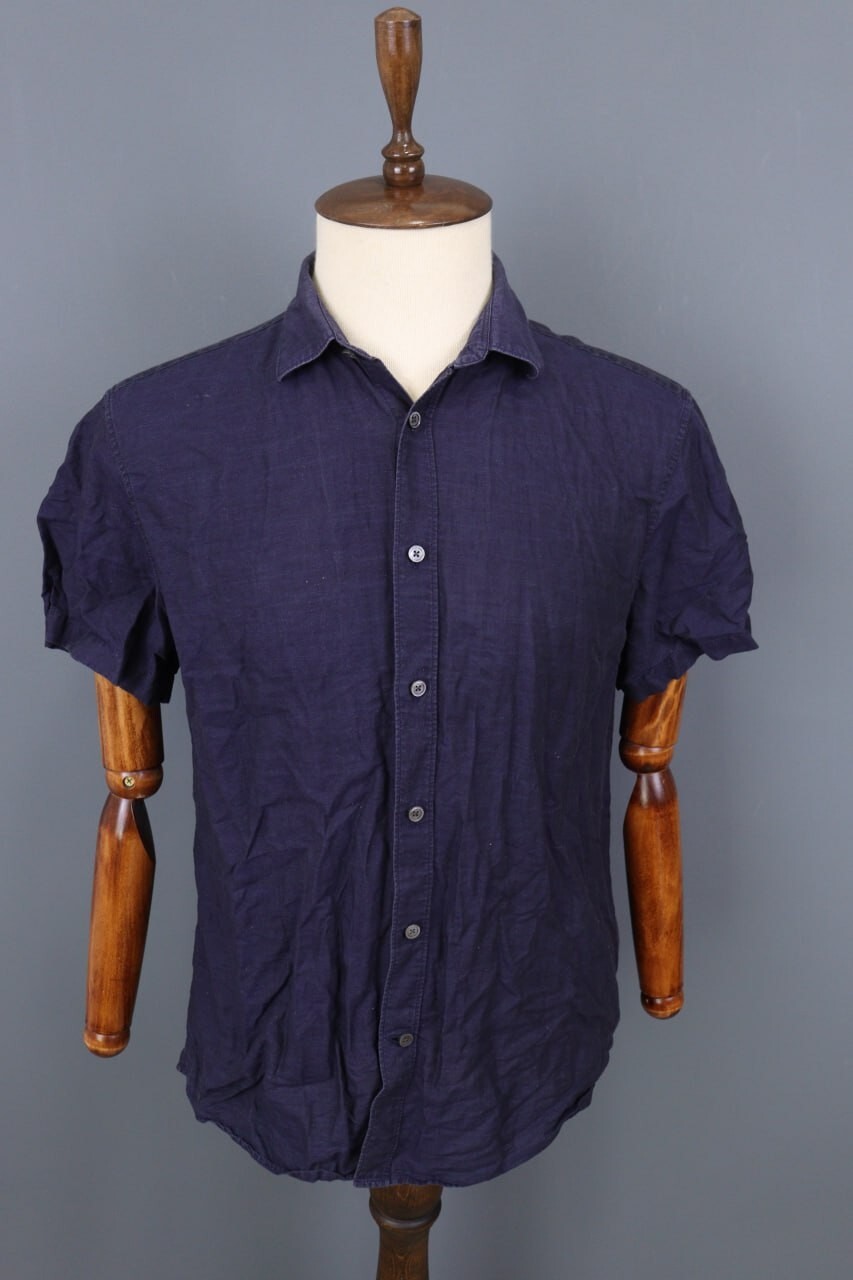 FILA Camicia abito blu Gieves & Hawkes n. 1 Savile Row London manica corta taglia XL