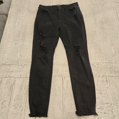 Judy Blue Skinny Fit Black High Waist Distressed Raw Hem Size 9 /29