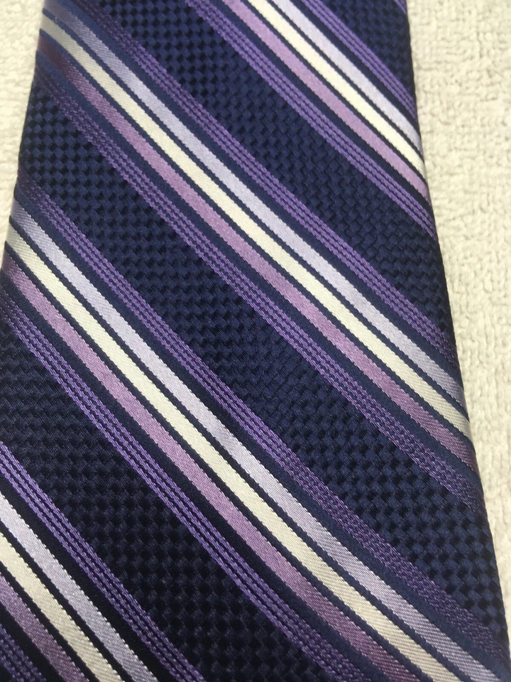 CORBATA CAMPIA MODA HOMBRE MORADO Y AZUL MARINO RAYAS 3,5 X 60 Foto 3 de 4