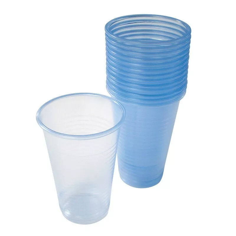 BLUE PLASTIC CUPS TINT DISPOSABLE WATER CUPS VENDING 7 OZ TALL x