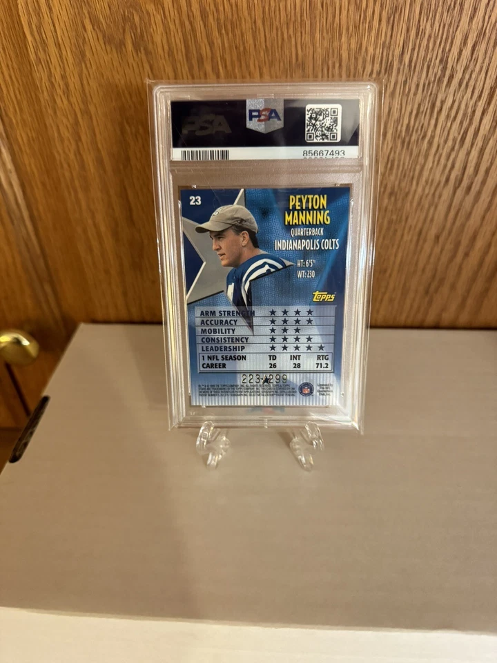 1999 Topps Stars Peyton Manning Starcards 1 Star Rainbow /299 #23 PSA 9 SP Pop 1 - Image 2 of 3