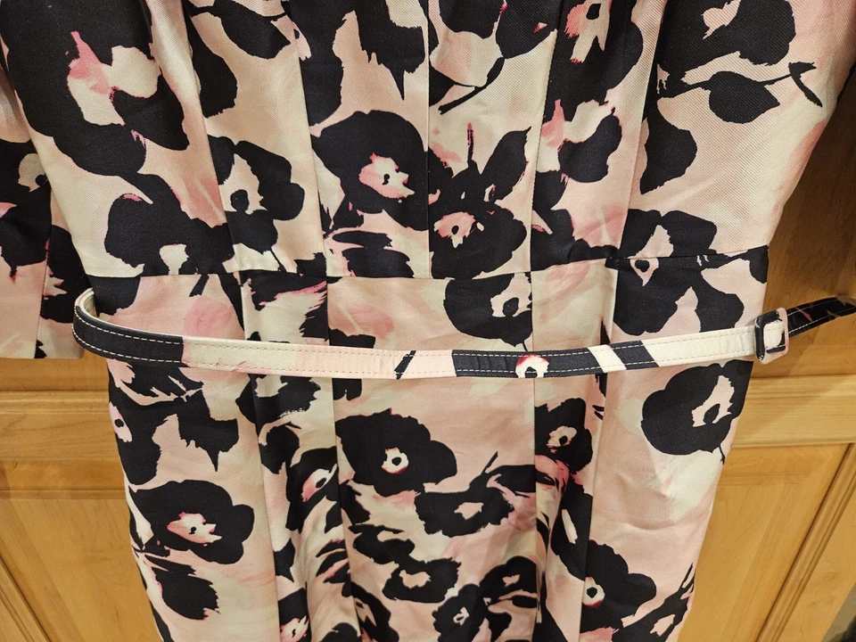 Oscar De La Renta 分领粉色花卉合身喇叭丝绸连衣裙 8 码全新无标签 2940 美元 — 第 2/4 张图片