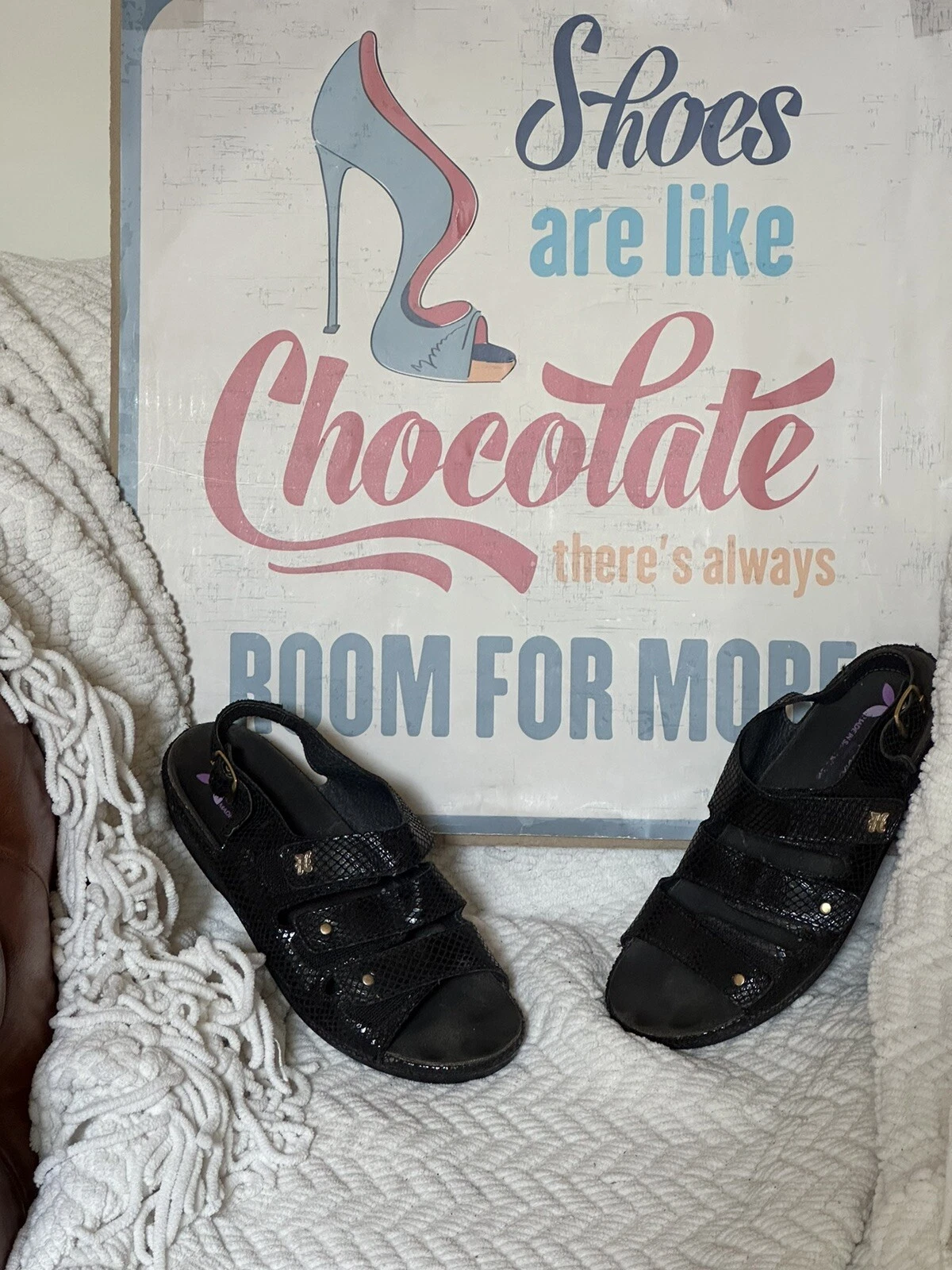 PUMA Sandali donna Helle Comfort neri pelle di serpente vernice Thandie 3 cinturini taglia 41 10