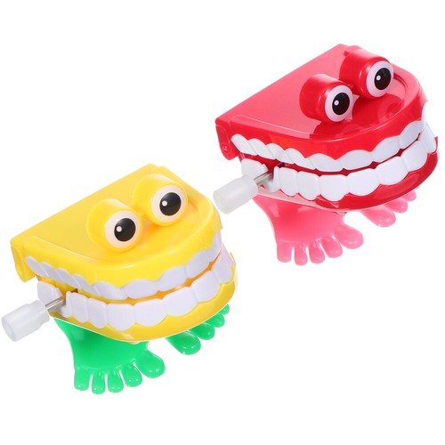 2 Pcs Child Wind up Teeth Chattering Toy Tooth Toys for Dental Office