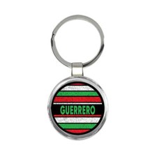 Guerrero Mexico : Gift Round Keychain Distressed Circular Mexican Expat Country