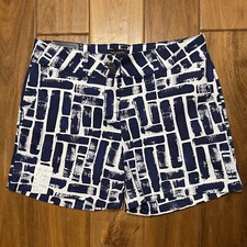 The Limited Tailored Shorts Women s 4 Navy Brush Stroke White Casual New