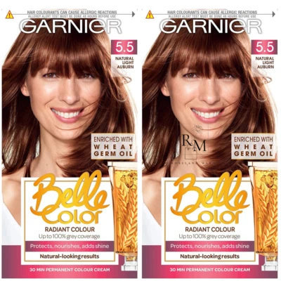 2 x Garnier Belle Color 5.5 Natural Light Auburn Permanent Hair Dye FREE POST