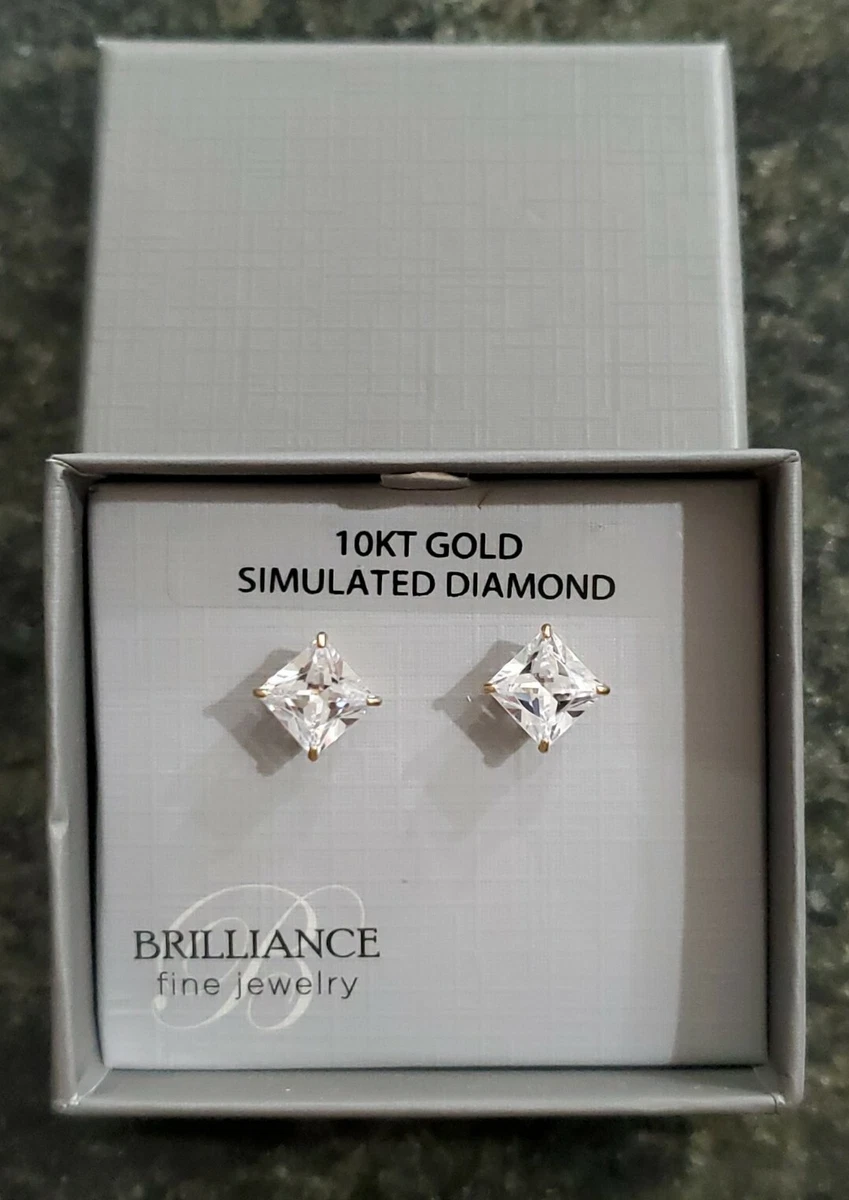 New Brilliance Fine Jewelry 10KT Gold Simulated Diamond Stud
