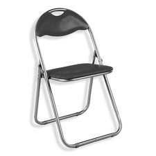 Klappstuhl - schwarz - Lederoptik