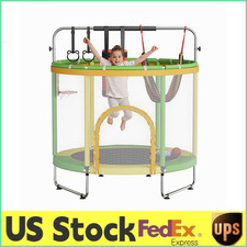 60" Kids Mini Trampoline 440lbs Capacity w/Safety Enclosure Net Ages 3-6 Adjusta
