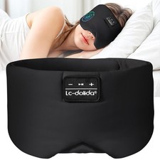 Sleep Mask Bluetooth Headphones Black LC-dolida Silk Total Blackout Sleeping