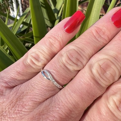Diamant Ring 9 kt Weißgold - Vintage Crossover - Größe M 1/2