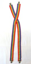 Rainbow Vintage 1980's Suspenders ROYGBIV Elastic Mork Pride Preppy Novelty