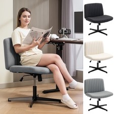 Office Desk Chair No Wheels with Wide Seat, Thick Padding for Home