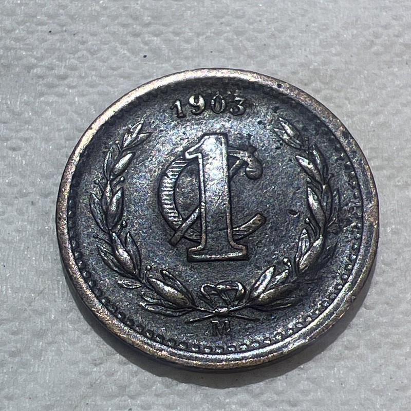 1903 M Mexico 1 Centavo KM#394.1 2nd Republic Copper Coin Better Condition