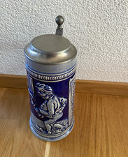 Marzi & Remy - Steingut Bierkrug blau/wei&szlig;,