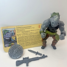 Vintage 1988 TMNT Rocksteady Hard Head Complete w/ Card Ninja Turtles Playmates