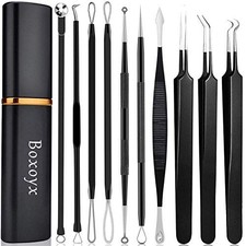 Pimple Popper Tool Kit, 10 Pcs Blackhead Remover, Stainless Steel Kit