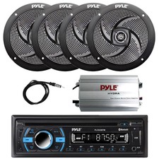 Pyle PLCD43BTM Marine CD Receiver, Amp, 4x 5.25" 180W Black Speakers, Antenna