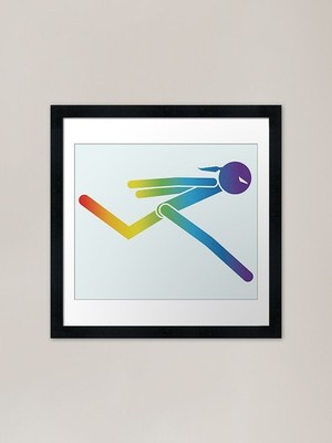 Rainbow Stickman Ninja Run Framed A Framed Wall Art Poster Canvas Print Picture