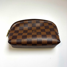 Louis Vuitton Checkered Leather Zip Makeup Ba...