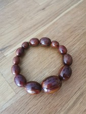Bakelit Catalin Armband  * Olivenperlen * Cherry Amber * marmoriert Butterscotch