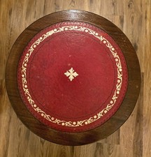 Reproduction Regency Mahogony Drum Table with Red Leather Inlay