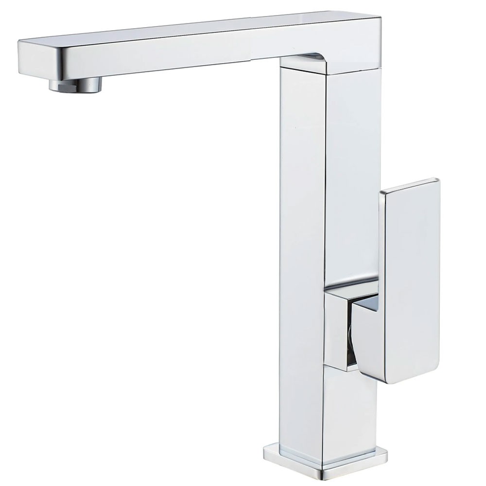 Mitigeur de lavabo chromé 20 cm avec bec rotatif pour salle de bain