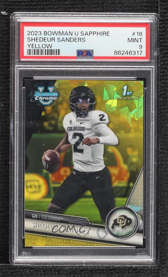2023 Bowman U Chrome Sapphire Edition Yellow 60/75 Shedeur Sanders PSA 9 14wi