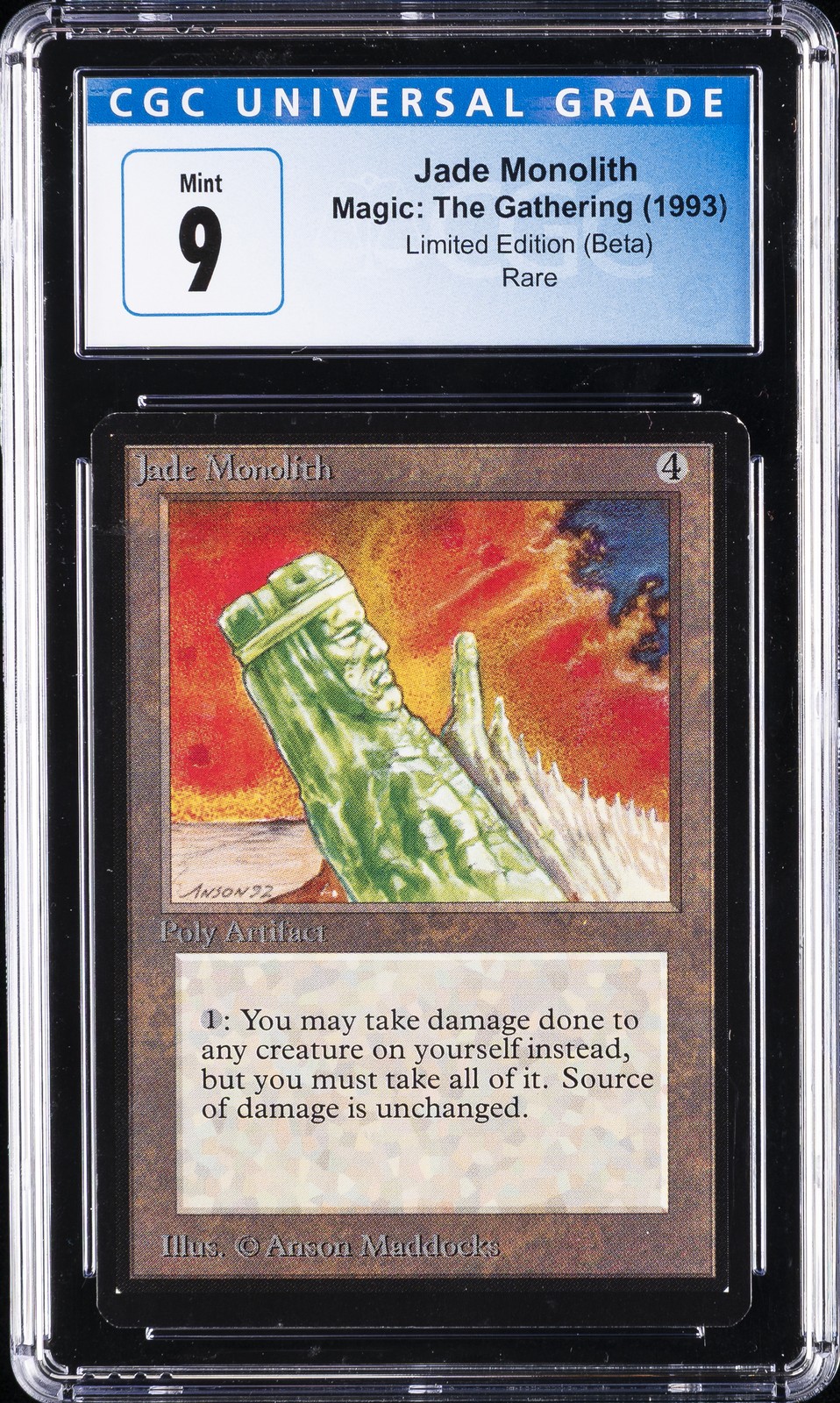 1993 MAGIC:  THE GATHERING LIMITED EDITION (BETA) RARE JADE MONOLITH CGC 9
