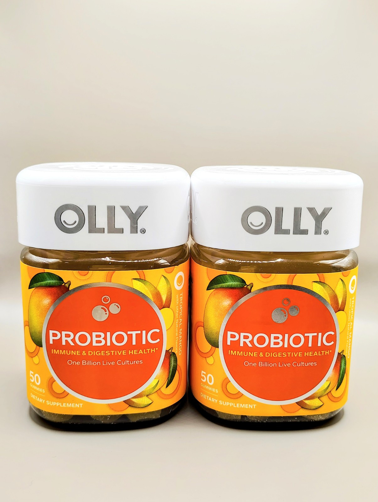 Olly Supplement, Probiotic, Tropical Mango - 50 ct EACH (2pk bundle) Exp: 01/26