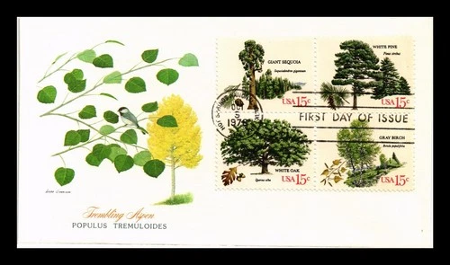 DR JIM STAMPS US COVER TREES FIRST DAY ISSUE SETENANT FLEETWOOD