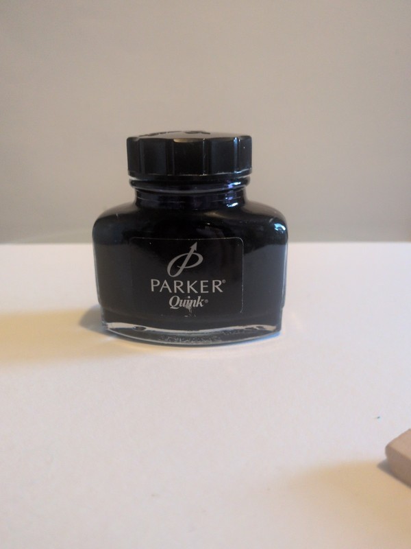 Vintage Bottle Of Parker Quink Black Ink With Content