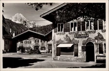 RPPC Mittenwald Germany Wetterstein mountain village vintage postcard w583